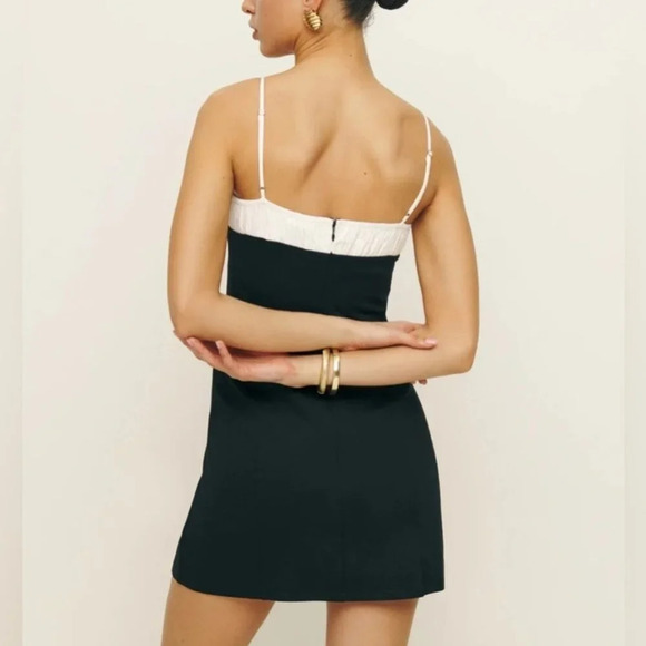 NEW Reformation Sadie Knit Mini Body-con Dress White Black  Contrast | size S - Picture 4 of 10